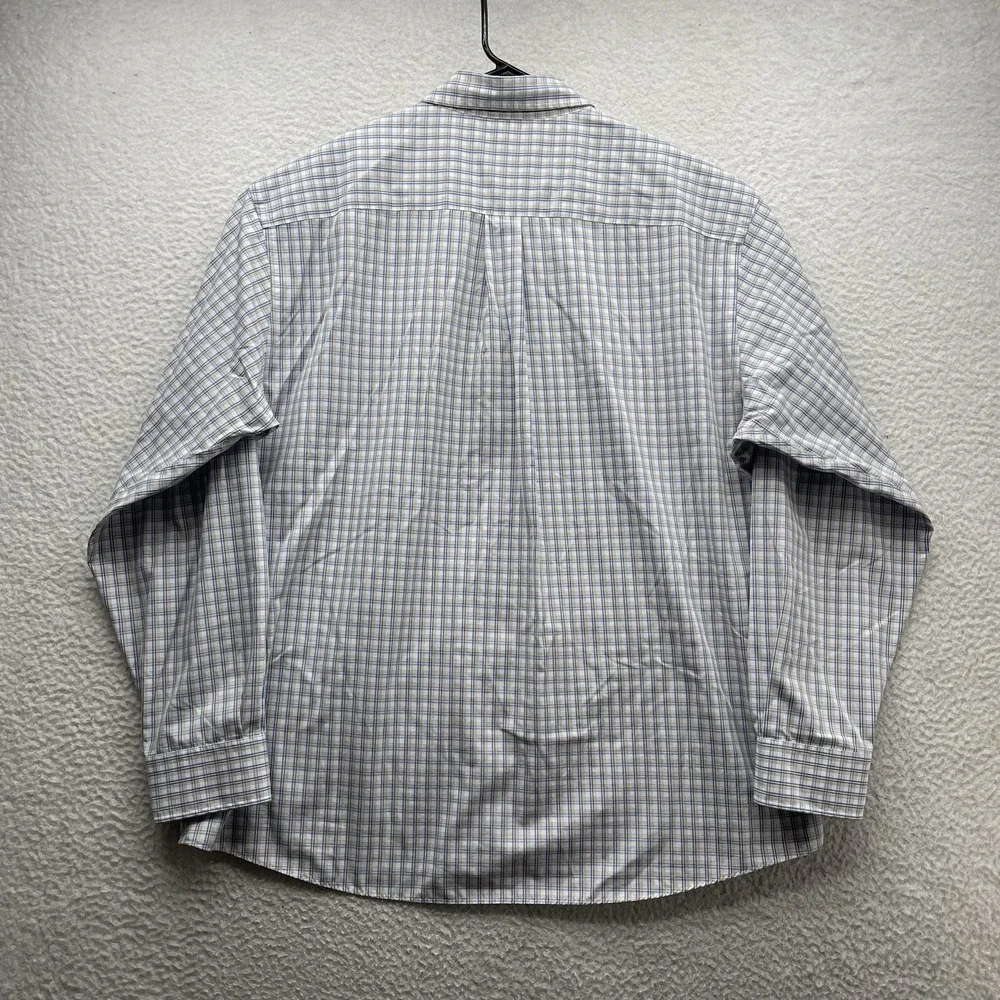 Joseph A Bank Traveler Shirt Mens XL Blue Brown White Plaid Check Preppy Exec - Picture 4 of 9